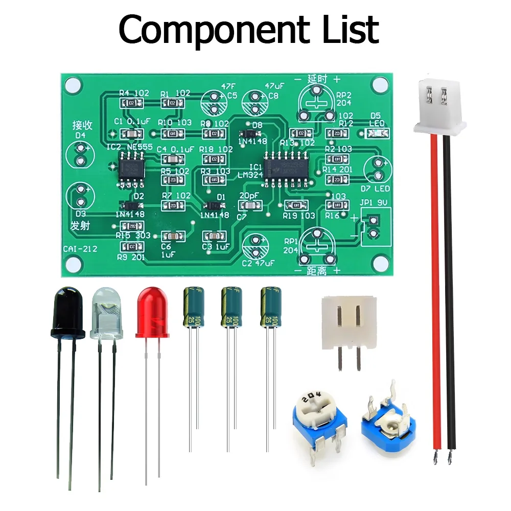 Diy electronics kit Infrared sensing delay circuit with LED indicator(SMD components are soldered)
