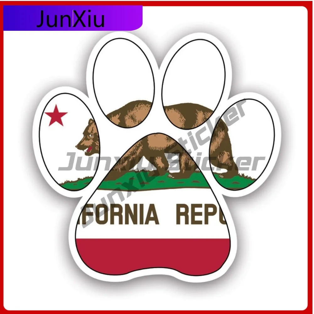 

California State Paw Print Shaped Sticker Creative Decals Uv Protected Dog Dogs Cat Cats Pet Pets Puppy Prints State Flag