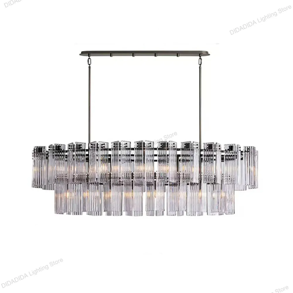 

Contemporary Water Ripple Glass Multi Layer Pendant Lamp in Circular Oval Design Brass Black Silvery Dimmable Lustre for Villa
