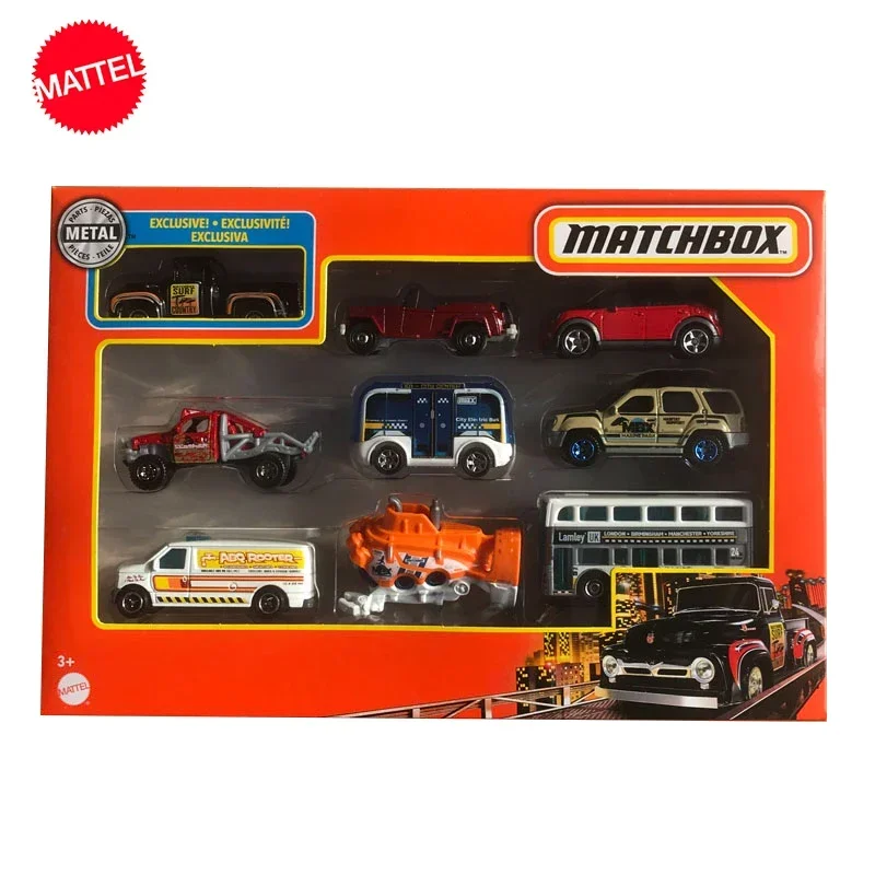 Original Mattel Matchbox 1/64 Car Alloy City Hero Series 9Pcs-Pack Racing Ford Sedan Sport Vehicle Toys for Boys Collection Gift