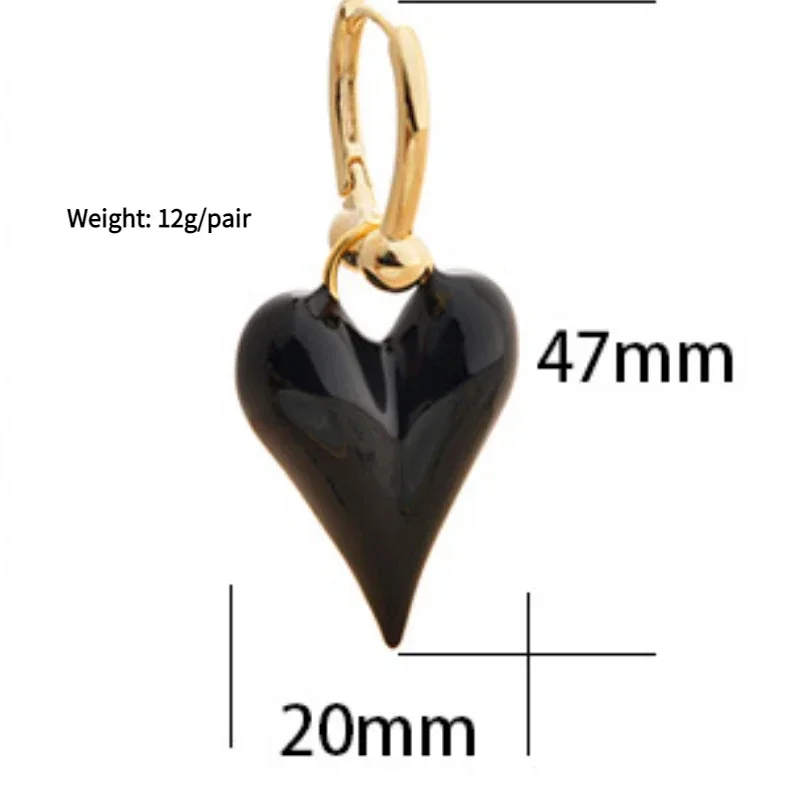 Women's Enamel Heart Dangle Earrings, Gift-Ready
