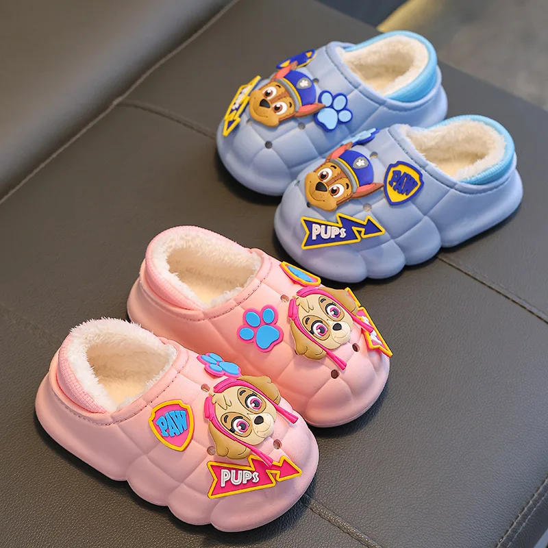 PAW Patrol Autumn Winter Children's Warm Shoes Soft Botton Boys Home Shoes Anti-slip Girls Plus Cashmere Warm Slipper