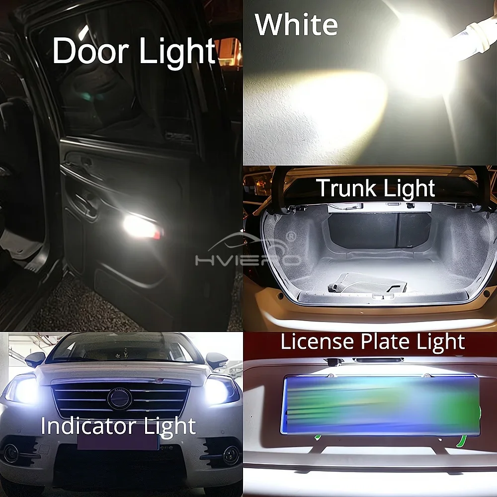 White Blue RGB T10 W5W 194 Car Wedge License Plate Lights Reading Led 12V Dashboard Lamp Trunk Bulb Auto Door Turn Signal Brake