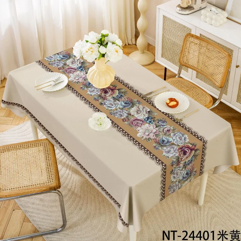 Luxury High-end Home Tablecloth PVC Waterproof and Oil Resistant Abrasion-resistant Rectangular Table Cloth Dining Table Mat
