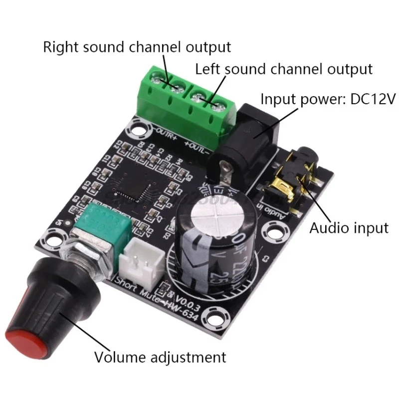 1PCS Hot Sale XH-M120 12V Mini Hi-Fi PAM8610 Audio Stereo Amplifier Board 2X15W Dual Channel D Class