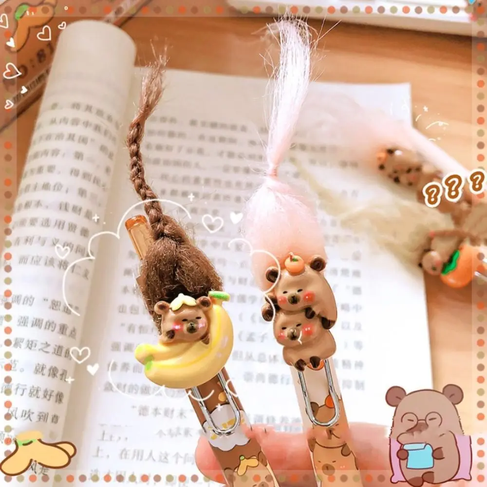 Creative Kawaii Capybara Gel Pen Pretty Aesthetic Cute Erasable Pen Cartoon 0.5mm DIY Hair Style Pen Writing