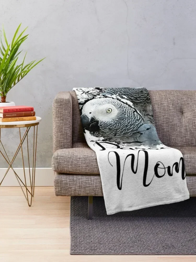 Color Splatter African Grey Parrot Mom White Throw Blanket for sofa Luxury Throw Blankets