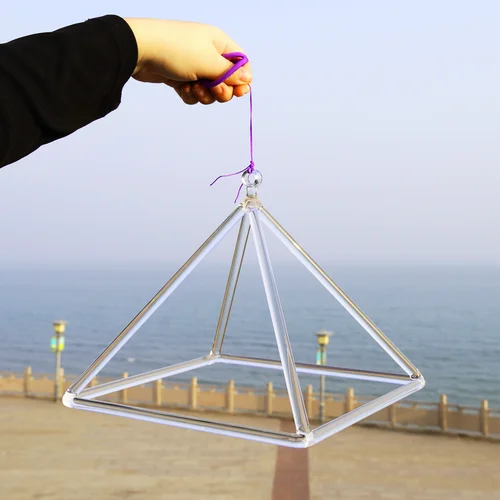 Imagen 1 del producto Hye-eun-pirámide tibetana de cristal transparente de 3-10 pulgadas, instrumentos curativos de energía y sonido, torre Triangular de cuarzo, meditación de Yoga