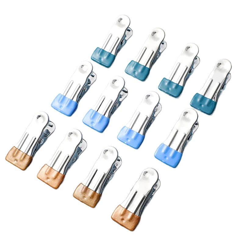 10Pcs Clips Stainless Steel Non Slip No Trace Multipurpose Clothes Peg Household Sealing Windproof Fixed Clamp Airing Clothespin