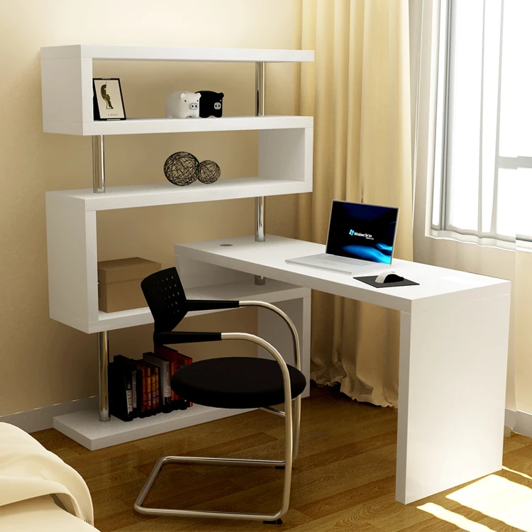 

Home office Modern computer desk Writing study table with bookshelf