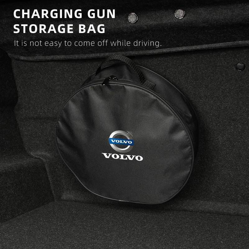 Car EV Chargeing Cable Organizer Bag Travel Storage Box For Volvo XC60 XC90 S60 V40 V50 V60 XC40 V70 V90 S90 S80 C30 S40 XV40