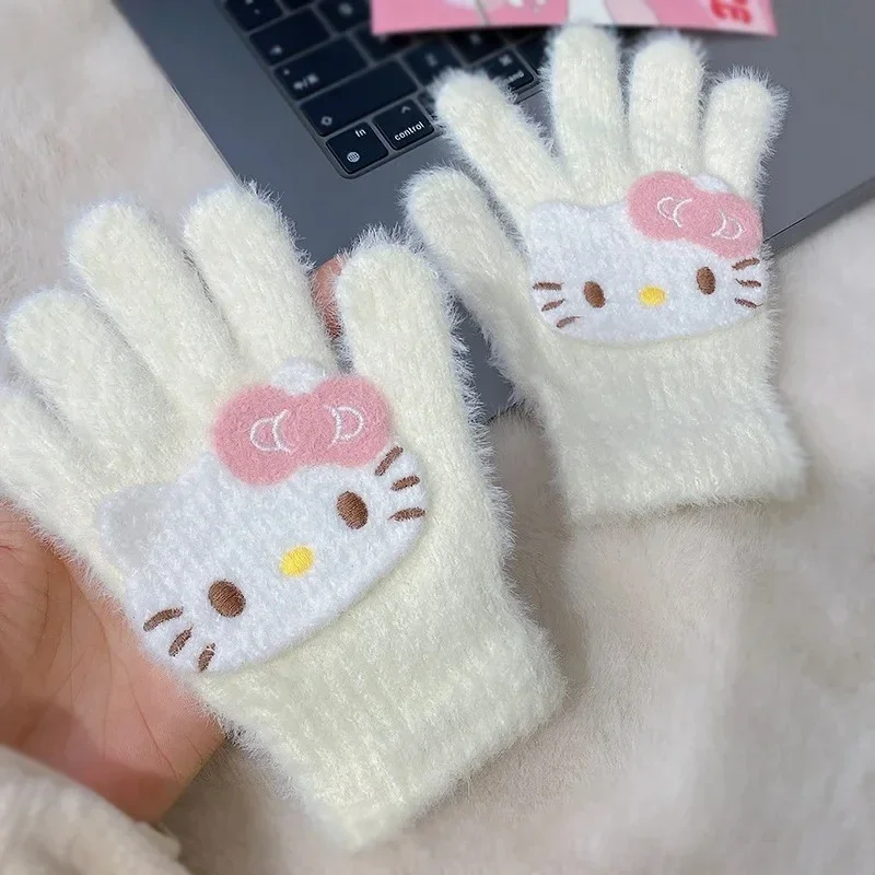 لطيف كيتي ركوب خمسة أصابع قفازات للنساء الشتاء الفتيات القلب دراجة كهربائية الإناث الشتاء في الهواء الطلق قفازات دافئة يندبروف #2