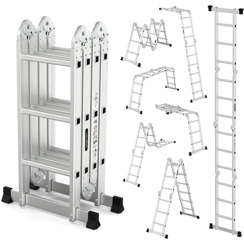 Folding Ladder Multi-Purpose Aluminium Extension in 1 Step Heavy Duty Combination EN 131 (12.5 Feet)