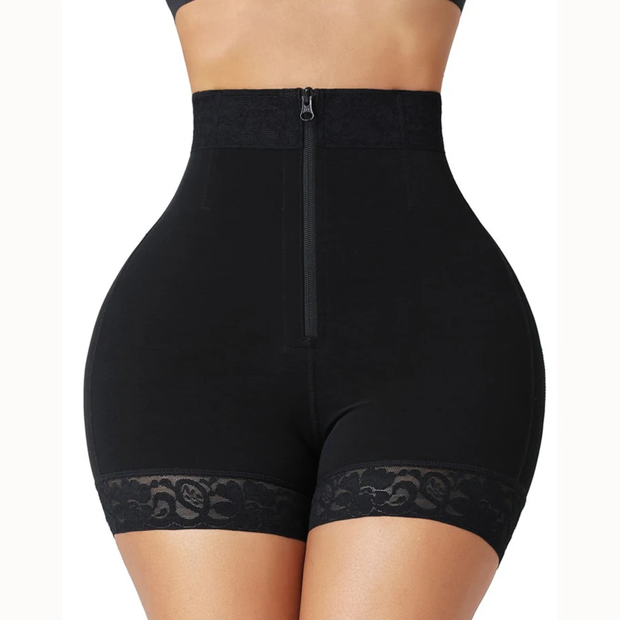 Booty Shaper Short High Waist Big ass traceless hip lifting pants Lace lace to be zippered to shape the body and lift the hips