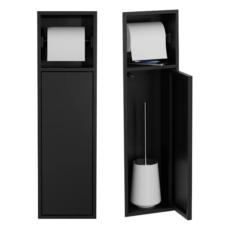 

Wall-mounted toilet paper holder with locker for sanitary brush 304 stainless steel bathroom