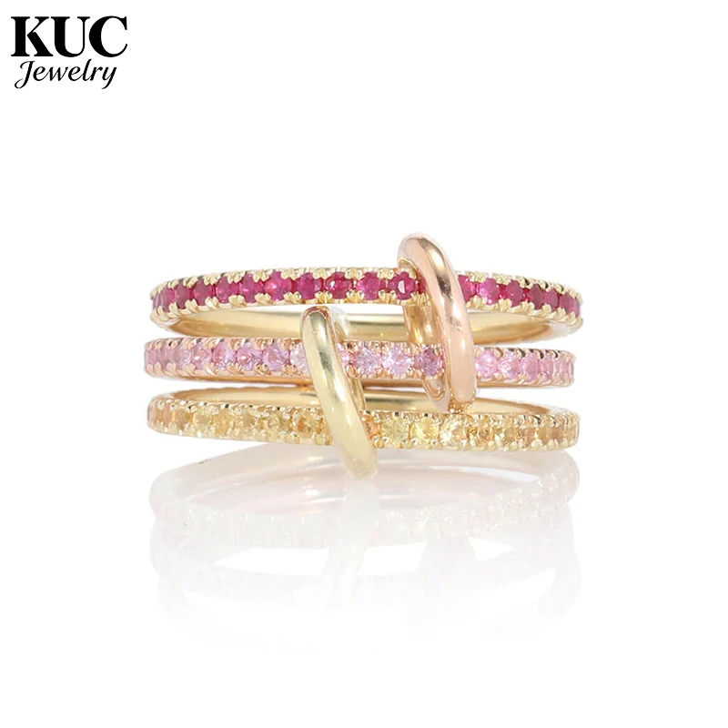 

925 Silver Rings for Women with Original Certificate High Quality Luxury Jewelry Zircon Triple Layer Ring Girl Gift KUC Jewellry