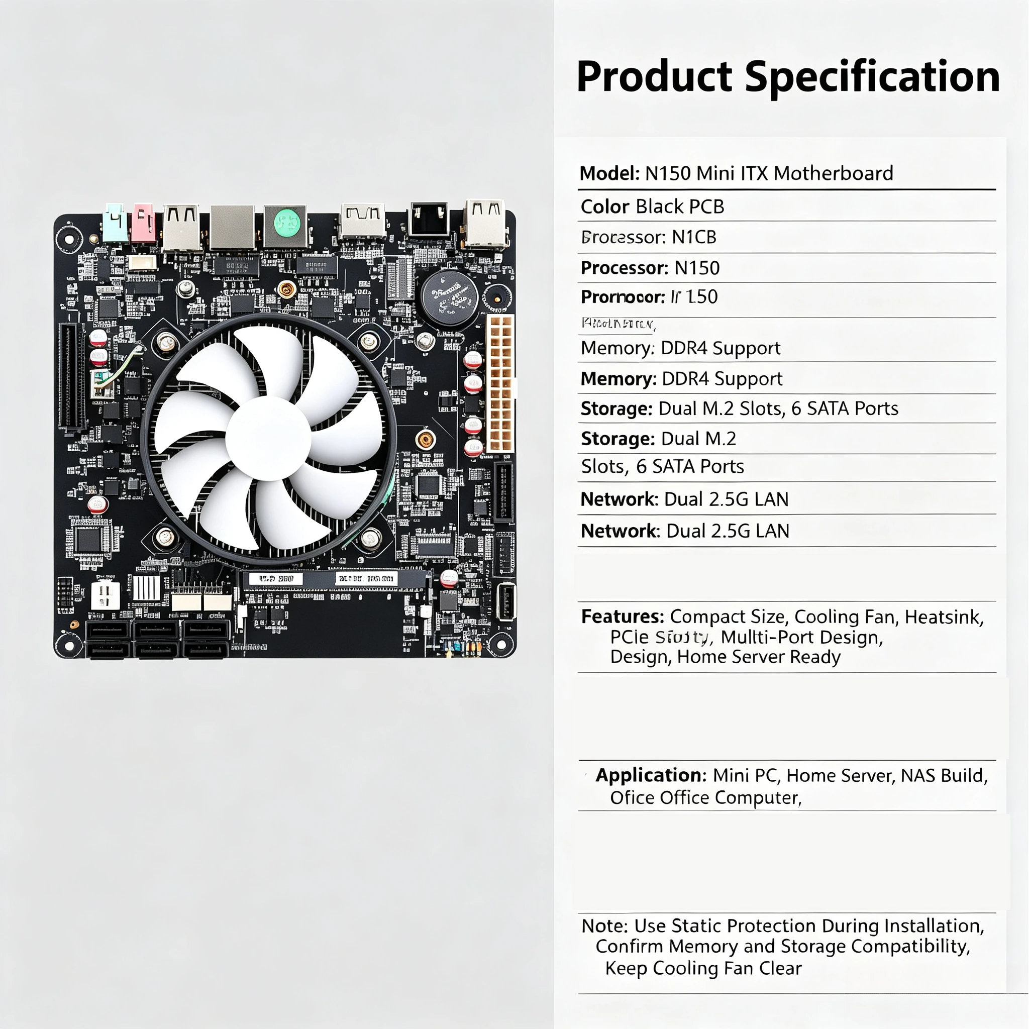 Carte mère N150 NAS Mini ITX,  - Mini Itx Dual 2.5G Nas Motherboard avis et prix