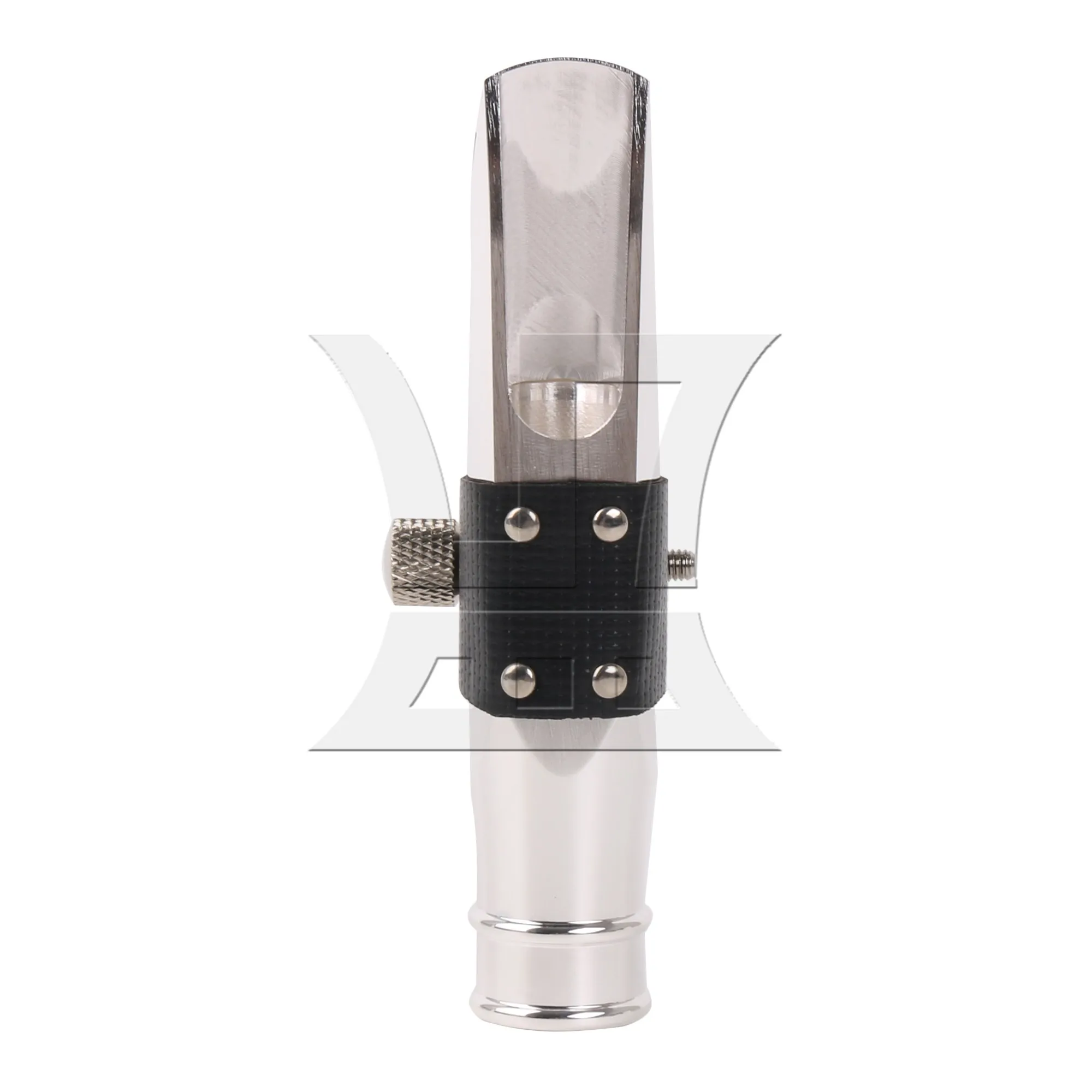 YIBUY 7# Jazz Tenor Sax Mouthpiece PU Leather Ligature Fastener Cap Silver