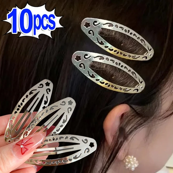 Y2K Haarspangen Metall Punk Vintage Hollow Out Snap BB Clips Ovale Haarspange Gothic Egirl Seitenclips Kopfbedeckung Damen Haarschmuck