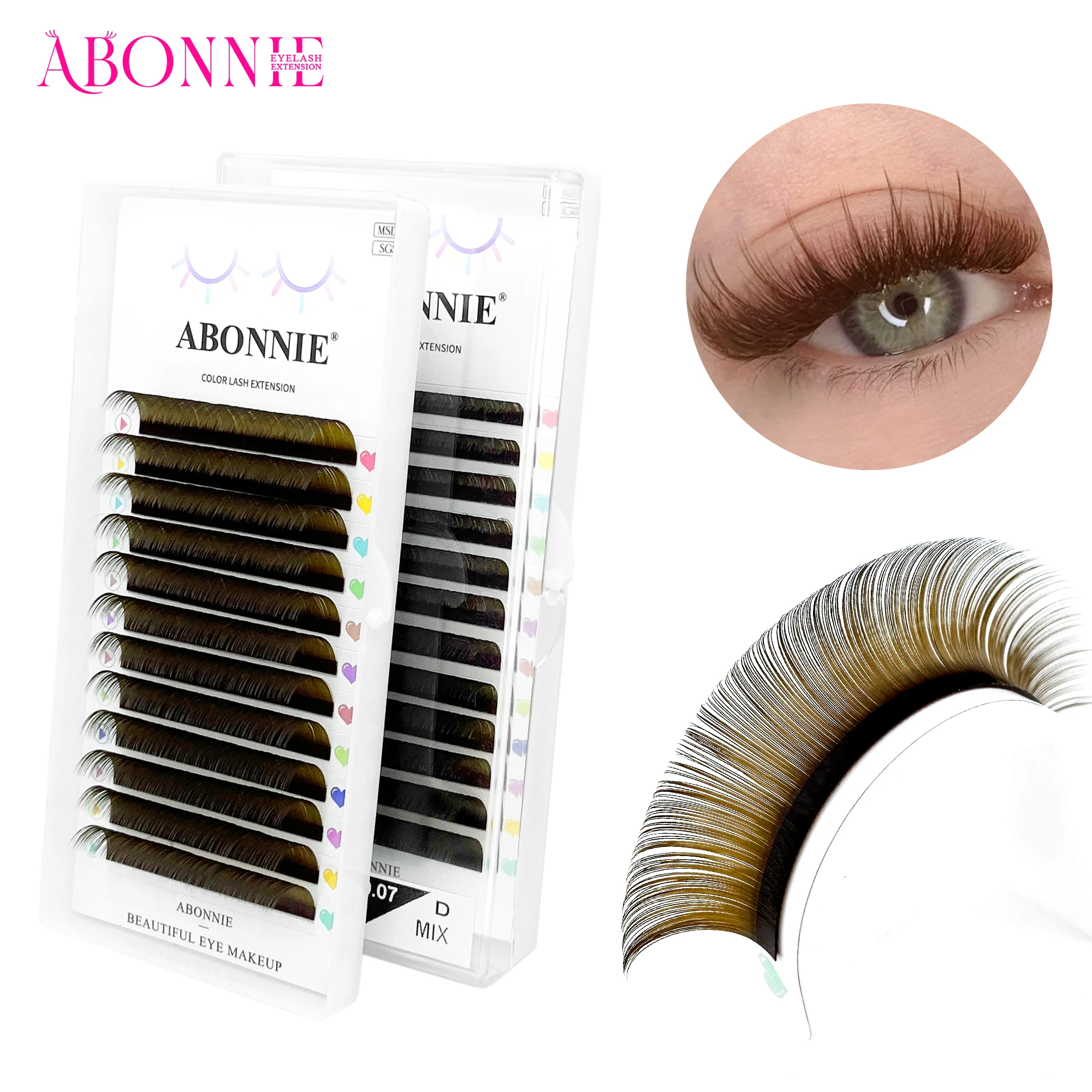 Abonnie Dark Brown Eyelashes Extensions 0.05/0.07 Individual Chocolate Color Professional Brown Classic Lash Extension Supplies