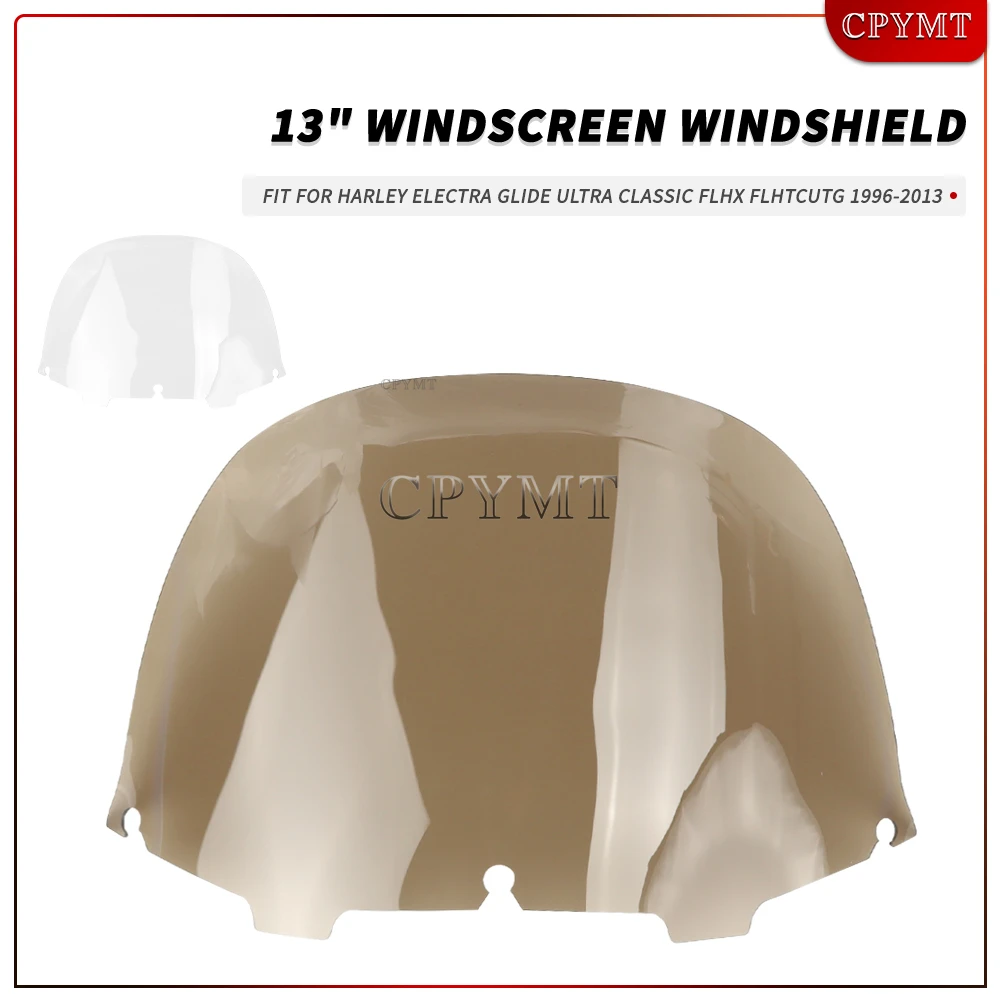 

13 Inch Clear/Tea Motorcycle Windshield Windscreen case Fit for Harley Touring Street Glide Electra Ultra Classic 1996-2013