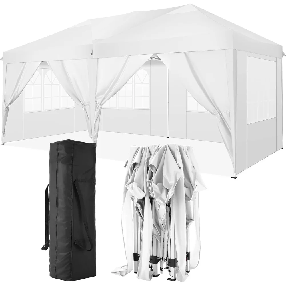 10'x20' Pop Up Canopy Tent With 6 Sidewalls Waterproof Outdoor Event Shelter Gazebo Sun Shade For Parties Camping Commercial