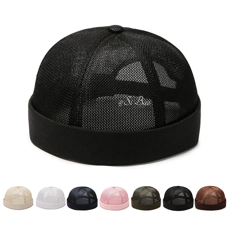 Full Mesh Quick Drying Caps Brimless Skullies Cap Beanie Hat Summer Women Men Caps Solid Color Hip Hop Street Docker Hats gorras