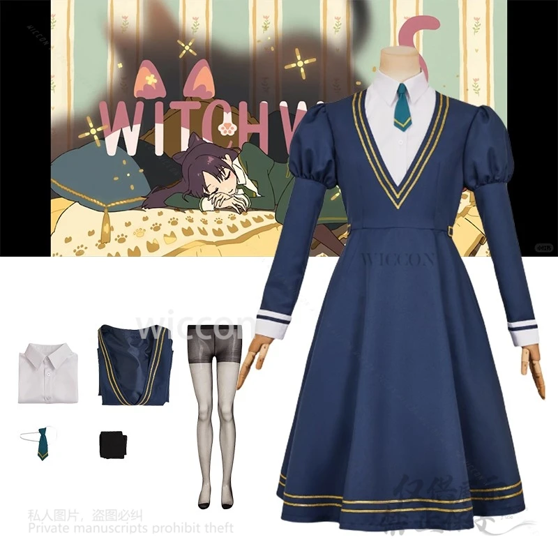 ساعة أينيمي الساحرة التأثيرية مياو نيمو قميص نسائي فستان ربطة عنق جوارب طويلة ملابس موحدة بدلة لعب الأدوار مخصصة لحفلة الهالوين