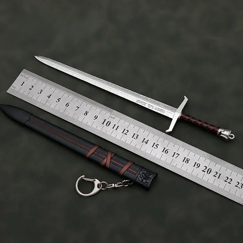 Espadas Medievais Arthur Pendragon para Rapaz, Katana de Metal, Espada Samurai, Lâmina Cortada, Acessórios Modelo, Brinquedos Chaveiros, Presentes, 22cm