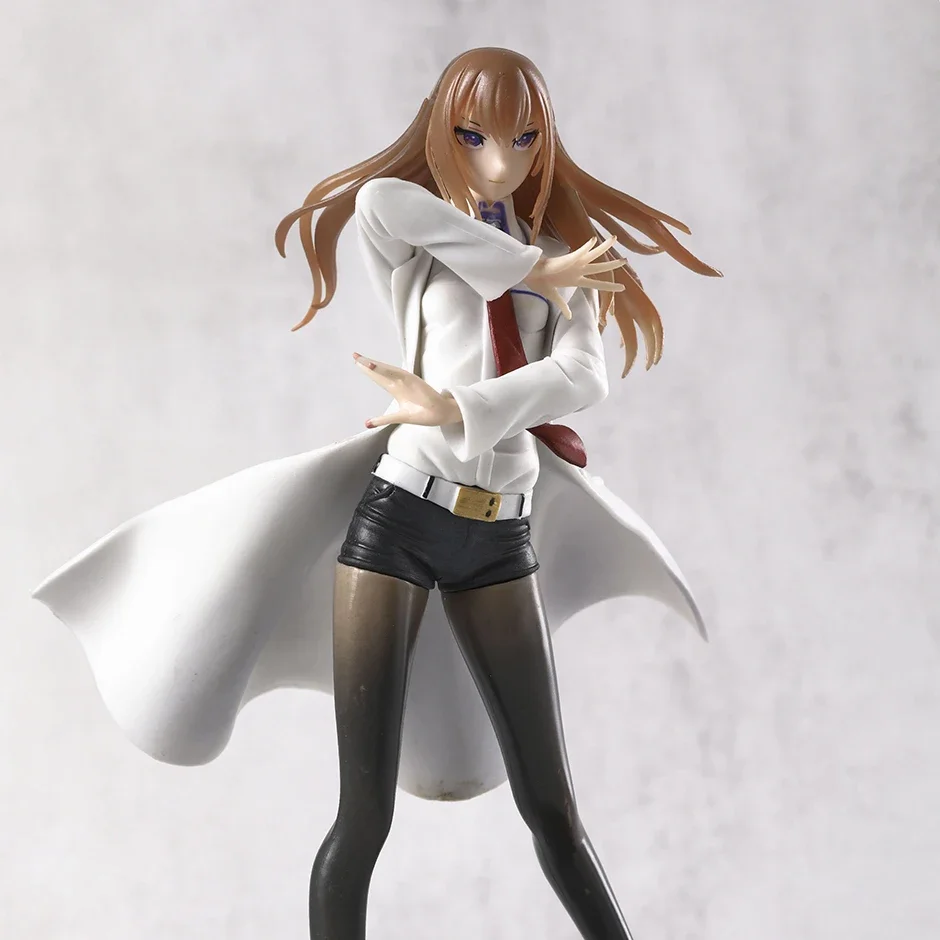 Steins Gate Makise Kurisu biały płaszcz styl 21.5cm figurka kolekcjonerska Model lalki figurki zabawkowe Brinquedos