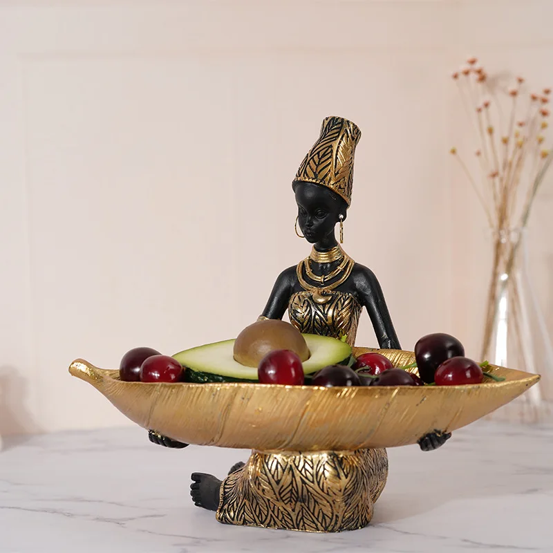 Hot Sale African Traditional Culture National Woman Decoration Home Living Room Table Craft Tray Holiday Gift Decoration Display