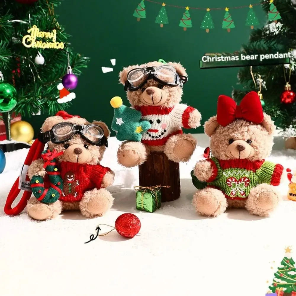 Simpatico ciondolo natalizio con orso di peluche, pupazzo di neve, panda, bambola, portachiavi, maglione creativo, portachiavi per auto
