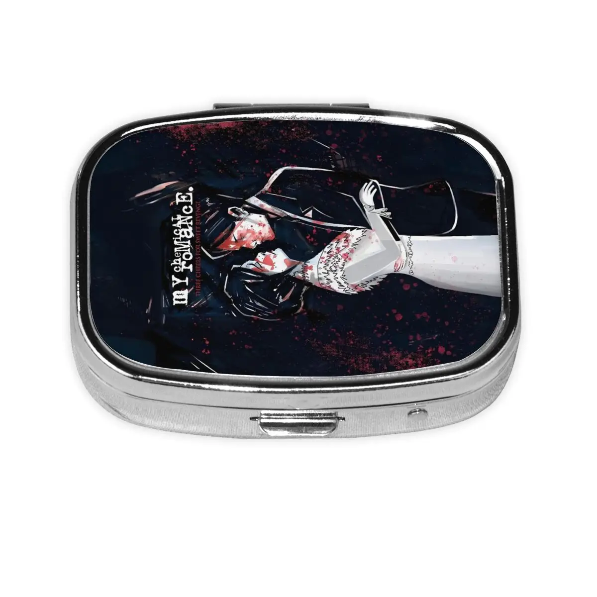 

Металлический романтический квадратный органайзер для таблеток для путешествий, модная рок-группа, музыкальная аптечка, чехол для таблеток, разветвители, коробка для хранения