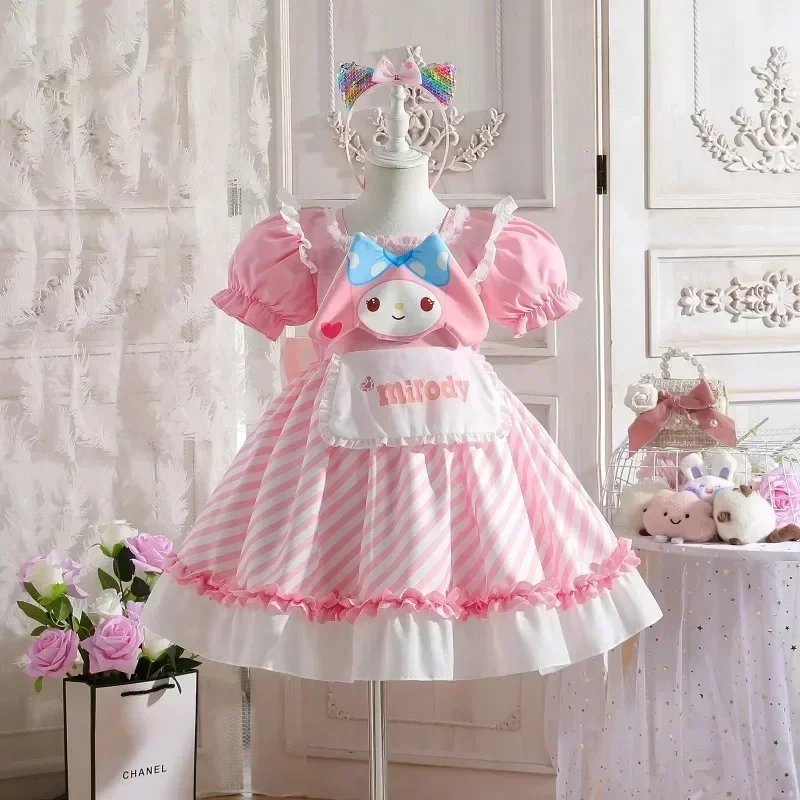 Sanrio Kuromi My Melody Dress Up Fantasy Children Birthday Party Princess Lolita Costume Daily Cute Anime Kids Halloween Clothes