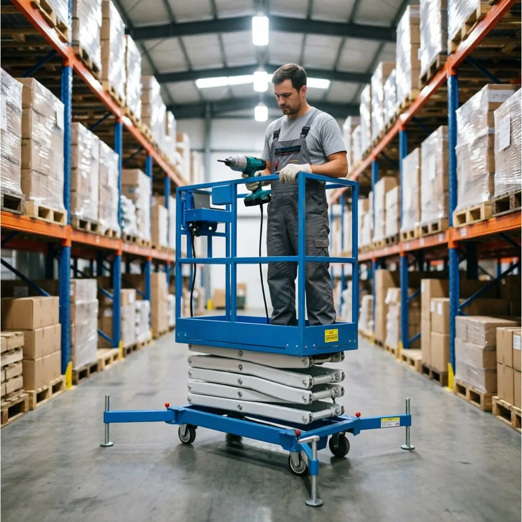 Multi Column Aluminum Alloy Lifting Equipment Electric Hydraulic Drive Foldable Frame Mall Hotel Indoor Maintenance Platform