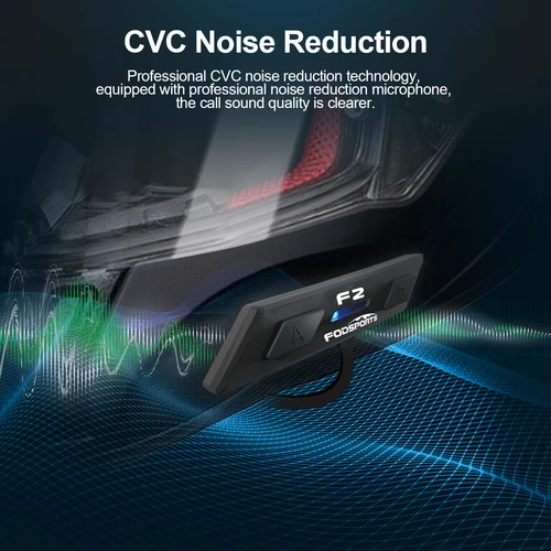 Imagen 2 del producto Fodsports-intercomunicador F2 para casco de motocicleta, auriculares Bluetooth 1000M, interfono tipo C, USB, instrucción de voz