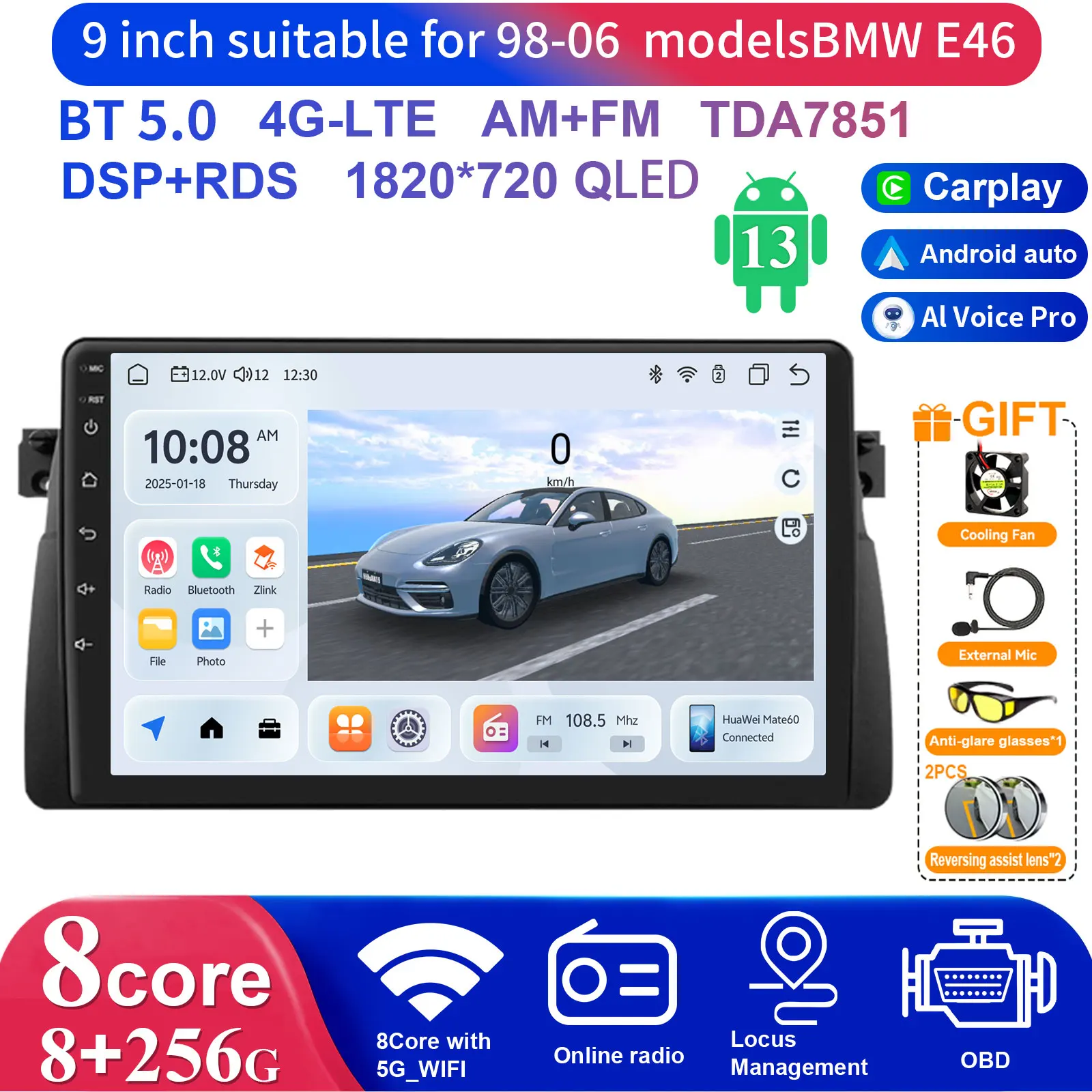 

Android navigation is suitable for 99-05 BMW E46 central control modified car navigation system and reversing image integrated m