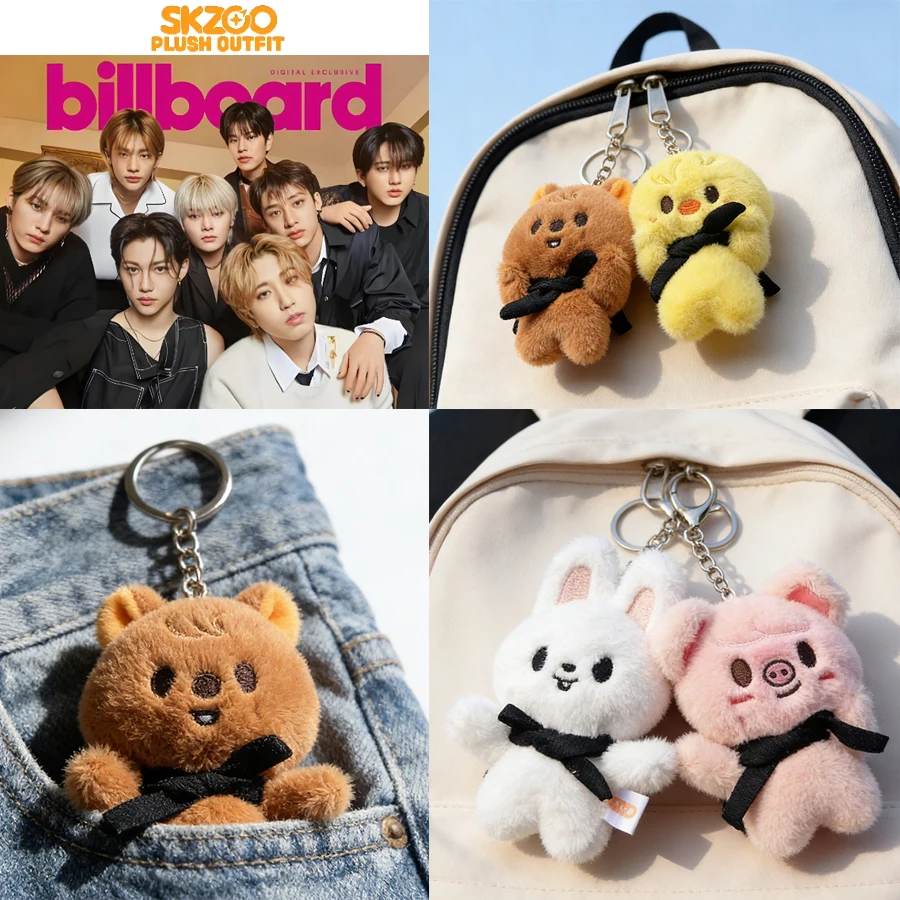 Stray Kids Plüsch-Schlüsselanhänger, magnetische Puppe, SKZ Bean Eye, Schlüssel mit Schal, Schal, Gesicht, hält Magnet, Puppe, SKZOO, Kinderspielzeug