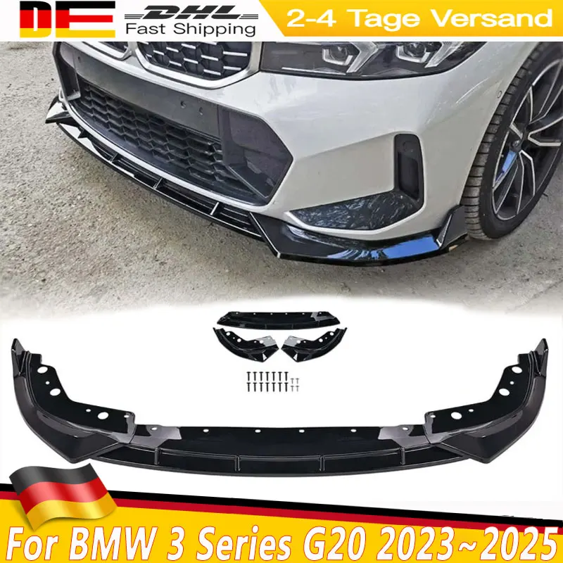 GT نمط لمعان أسود الجبهة الوفير الفاصل الشفاه لسيارات BMW G20 LCI M340i 330i M Sport 2023 ~ 2025 تجميل الناشر طقم الجسم ضبط
