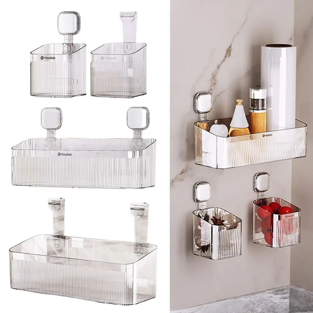 Bathroom Storage Shelf Perforation-free Wall-mounted Toiletries Toilet Moisture-proof Wall Waterproof Storage Box Toiletrie C1y6