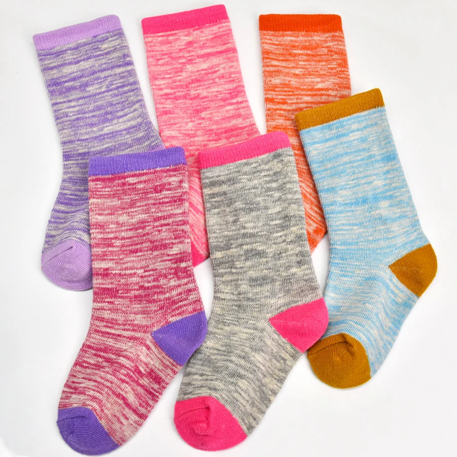 6 pairs of striped cotton socks for kids - Girls Breathable cotton socks for kids (1-14 years)