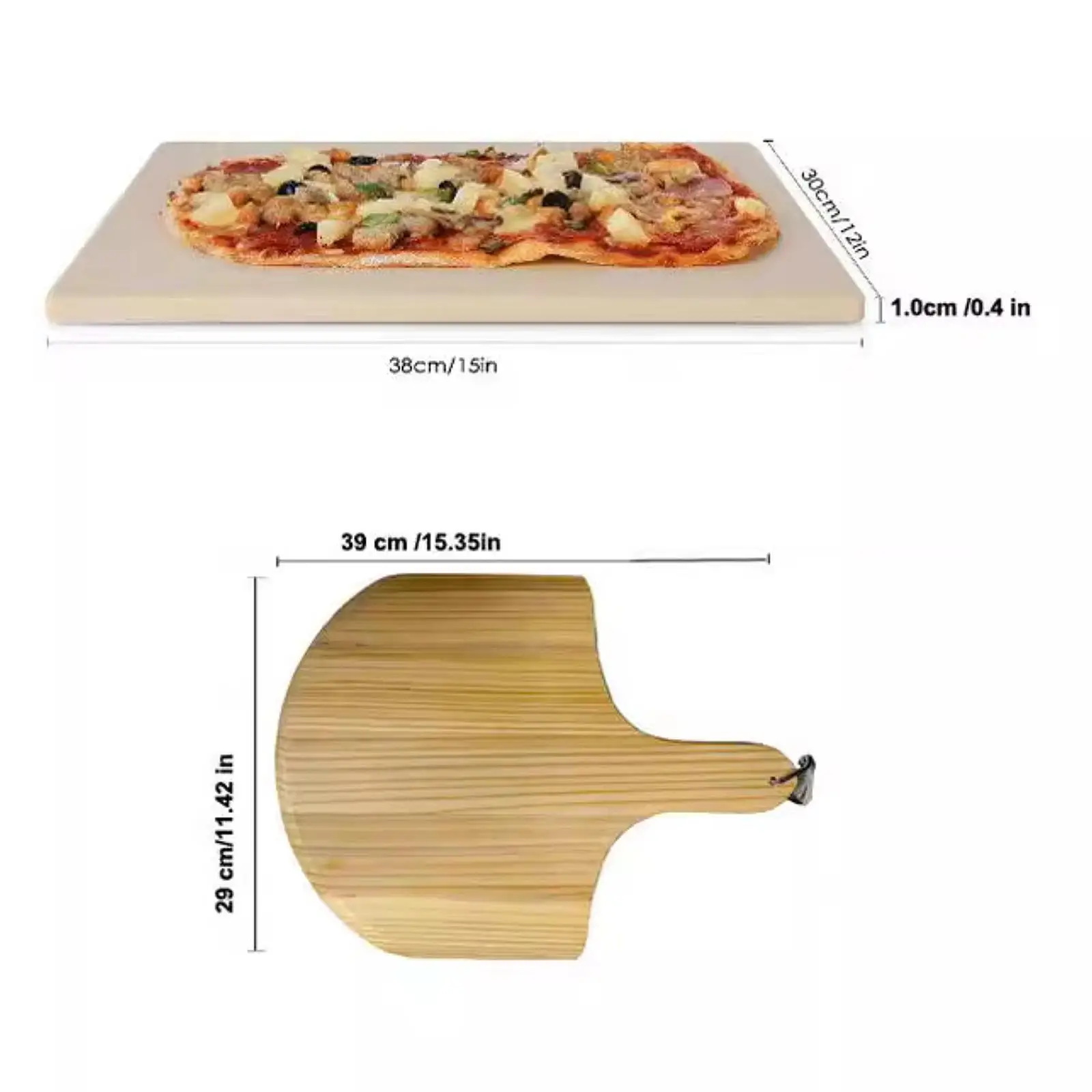 Square Pizza Pan Multicolor Cordierite Baking Set with Paddle for Easy Clean Kitchen Accessories
