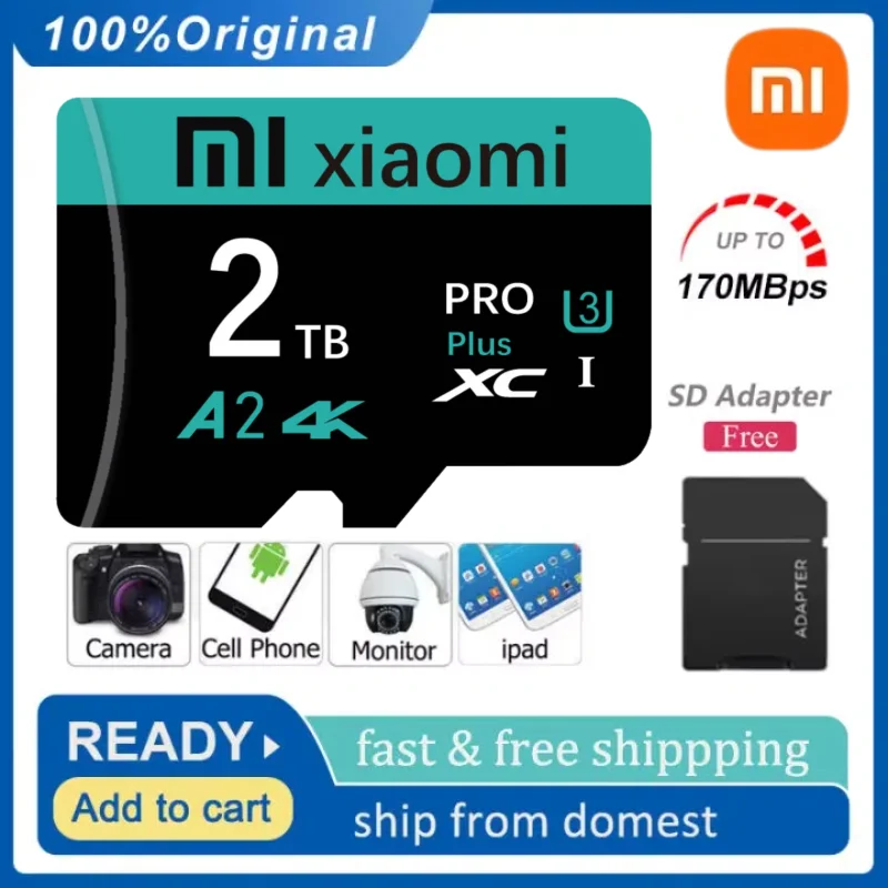 XIAOMI 2TB SD การ์ด 512GB SD การ์ด 256GB Ultra-Fast Transfer Micro TF SD การ์ด 128GB Cartao De Memoria สําหรับสวิทช์โทรศัพท์ PC