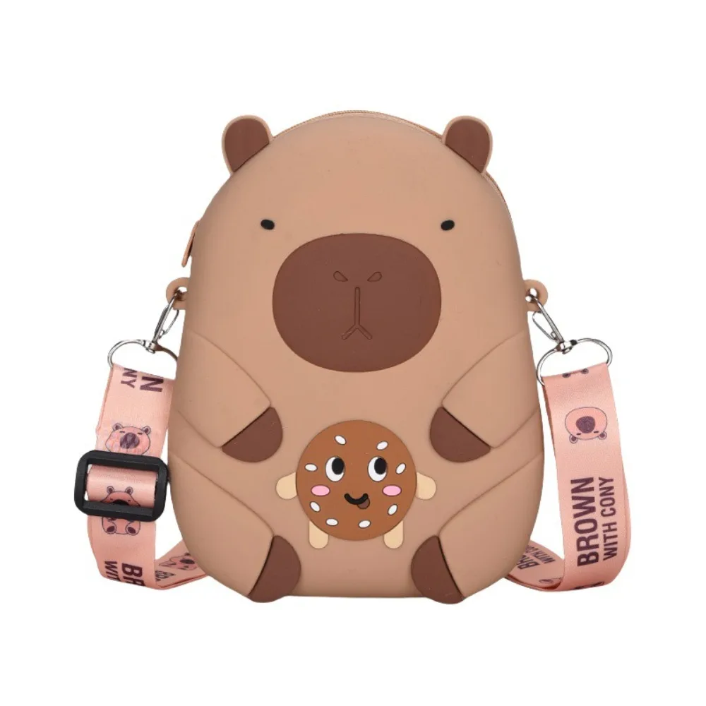 Moda dos desenhos animados capivara moeda bolsa portátil mini silicone bolsa de ombro bonito carteira pequeno item saco meninas