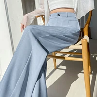 2025 nueva primavera verano Oficina Casual suelta mujer pierna ancha pantalones de gala cintura alta botón Mujer elegante Pantalones rectos