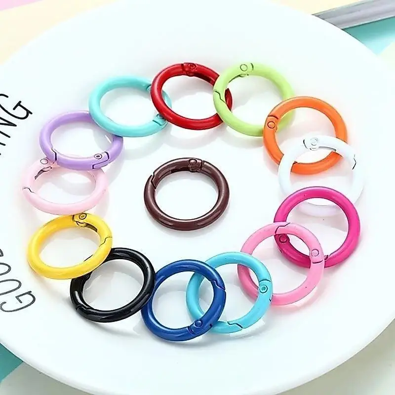 Feder-O-Schnalle 23mm 50 Stück Zinklegierung Lackierte Oberfläche Runde Öffnungsverschlüsse für DIY Schlüsselanhänger Schmuck Geschenkzubehör – Detail 4
