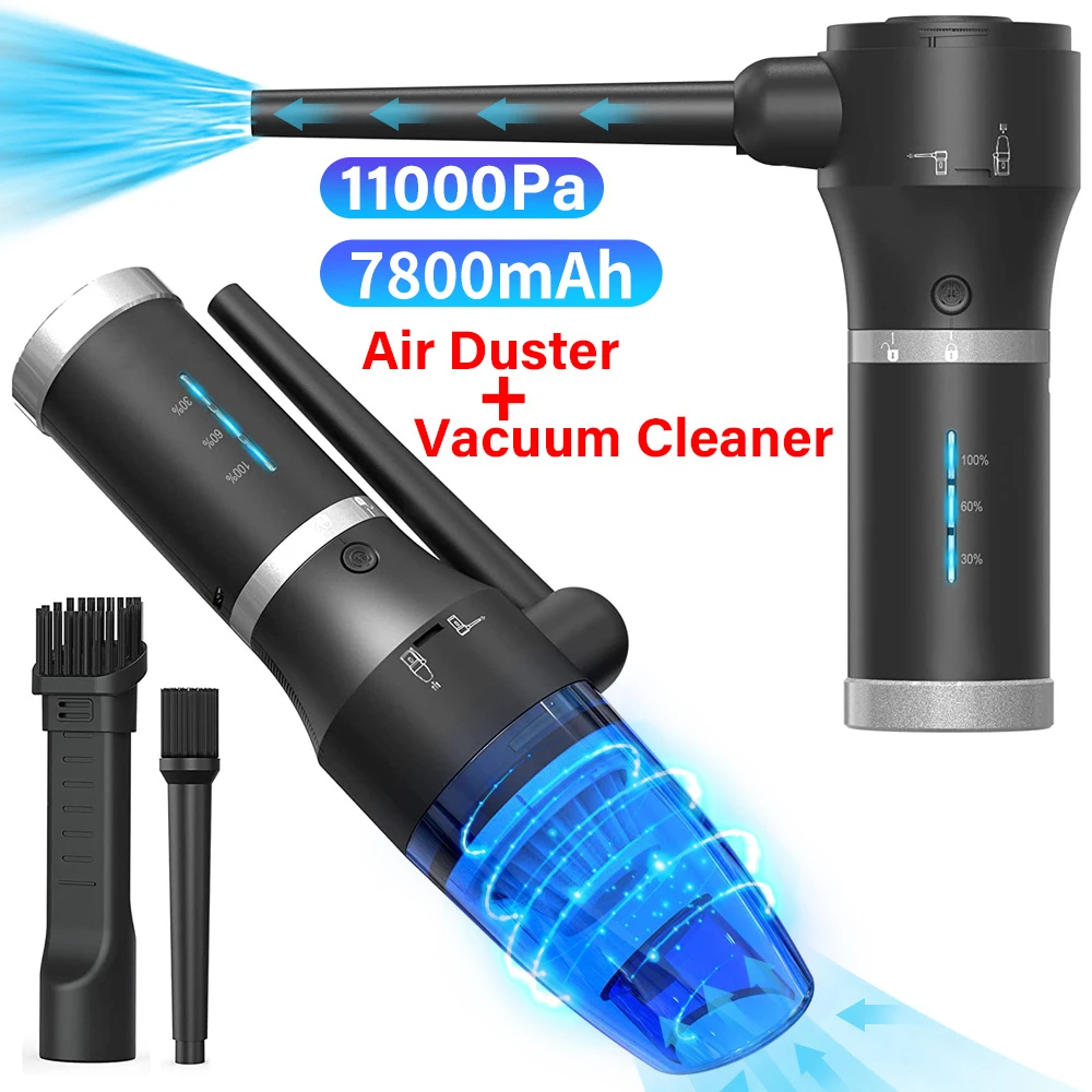 Mini Souffleur Sans Fil Puissant - 150 000 Tr/min, 4 Vitesses - Batterie 4000mAh USB-C, Lumière LED - Pour Nettoyer Clavier, Voiture, Barbecue, Poussière - 8
