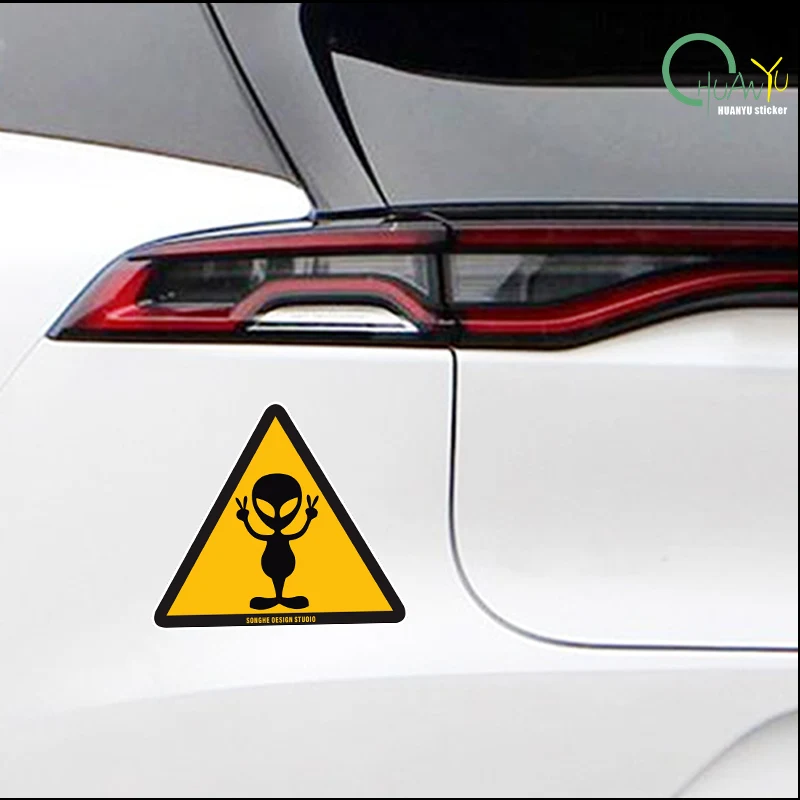 Victory Alien Sticker Paper Flower Area 51 Logo Triangle Warning Sign Reflective Car Sticker Trendy Graffiti Sticker