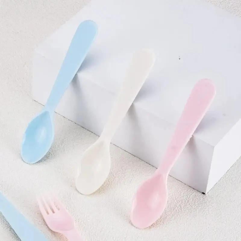 1/2/4Pcs Simple Children Tableware Plastic Baby Feeding Spoon Toddler Training Eating Utensils For Dessert Fruit