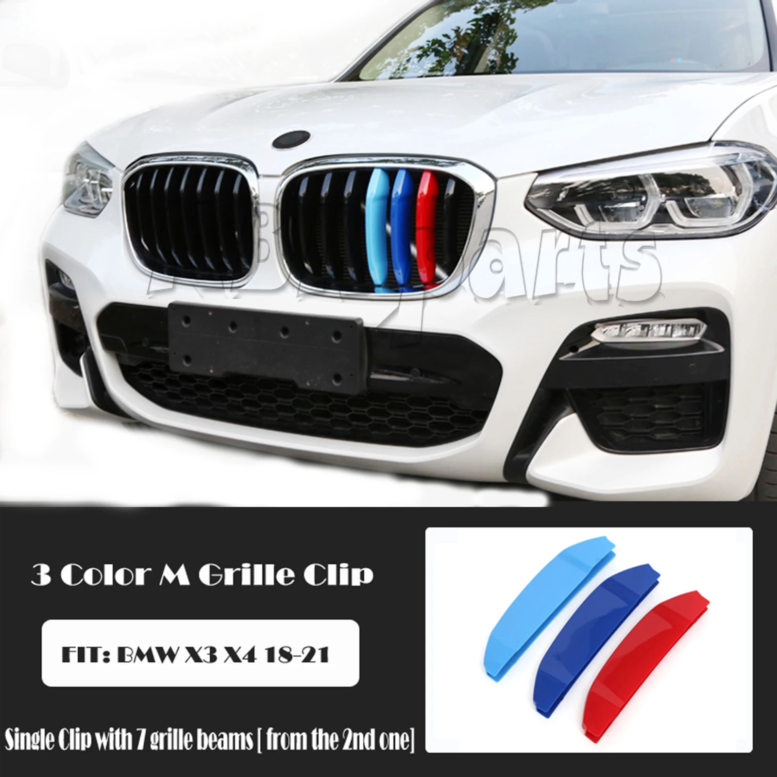 Kidney Grille Clip for 18-20 BMW X3 G01/X4 G02 BASIS,X-LINE,LUXURY,SHADOW-LINE Trim M-SPORT Design 3-Color Stripe Insert